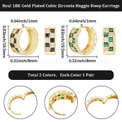 2 Pairs 2 Colors Rack Plating Brass Hoop Earrings&nbsp;EJEW-BBC0002-11