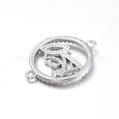 Brass Micro Pave Clear Cubic Zirconia Links Connectors&nbsp;ZIRC-L085-73P