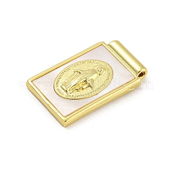 Rack Plating Brass Pave Natural Shell Pendants&nbsp;KK-G513-26G