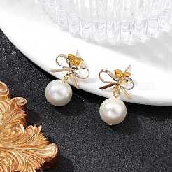 Brass Bowknot Dangle Stud Earrings&nbsp;EJEW-TA00347-1