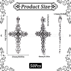 50Pcs Tibetan Style Alloy Cross Gothic Pendants&nbsp;TIBEP-SC0003-10