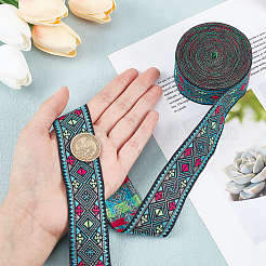 Ethnic Style Rhombus Pattern Polyester Ribbon&nbsp;OCOR-WH0047-50A