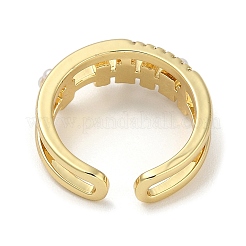 Rack Plating Brass Micro Pave Cubic Zirconia Cuff Finger Ring&nbsp;RJEW-C114-01G