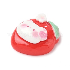 Strawberry Bear Theme Opaque Resin Cabochons&nbsp;CRES-D301-01F