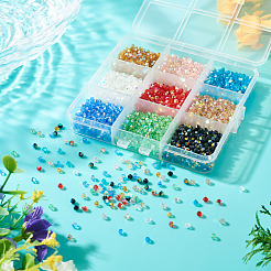 18 Strands 9 Colors AB Color Plated Transparent Glass Beads Strands&nbsp;GLAA-TA0004-44