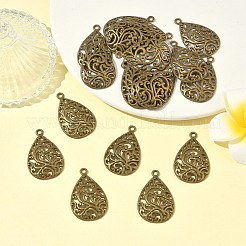 Tibetan Style Alloy Filigree Teardrop Pendants&nbsp;X-TIBEP-Q041-042AB-NR