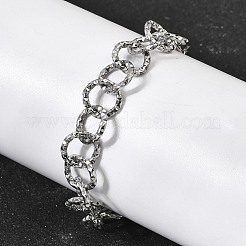 Textured 304 Stainless Steel Rolo Chain Bracelets for Women&nbsp;BJEW-A157-01P