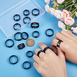 18Pcs 9 Size 201 Stainless Steel Grooved Finger Ring Settings&nbsp;STAS-UN0049-98EB