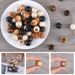 60Pcs 4 Colors Wood Large Hole Beads&nbsp;WOOD-GF0002-18
