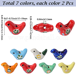 14Pcs 7 Colors Handmade Printed Porcelain Beads&nbsp;PORC-SC0001-46