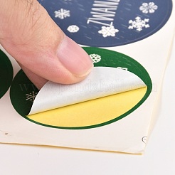 Christmas Theme Round Paper Gift Tag Self-Adhesive Stickers&nbsp;DIY-K032-82K