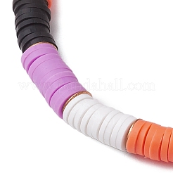 Halloween Word Acrylic & Handmade Polymer Clay Beaded Stretch Bracelets&nbsp;BJEW-JB10887
