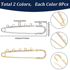 16Pcs 2 Colors Iron Rhinestone Safety Pins&nbsp;FIND-SC0022-85