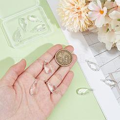 10Pcs Brass Clear Glass Pendants&nbsp;KK-BC0014-08S