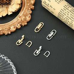 4Pcs 2 Colors Brass Micro Pave Clear Cubic Zirconia Fold Over Clasps&nbsp;ZIRC-CJ0003-38