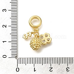 Rack Plating Brass Clear Cubic Zirconia European Dangle Charms&nbsp;KK-Z086-22G