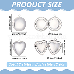 24Pcs 2 Styles 316 Stainless Steel & 304 Stainless Steel Blank Stamping Tag Locket Pendants&nbsp;STAS-ME0003-37