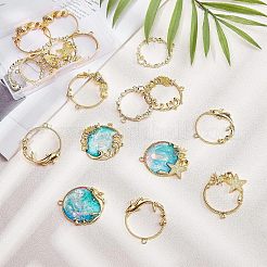 Rack Plating Alloy Open Back Bezel Pendants&nbsp;PALLOY-OC0001-02G
