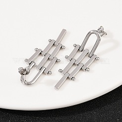 Brass Triangle Tassel Stud Earrings&nbsp;EJEW-K309-17P