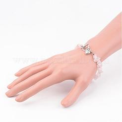 Chip Natural Rose Quartz Beaded Bracelets&nbsp;BJEW-JB02322-01