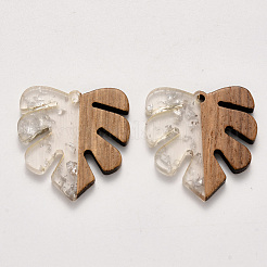 Transparent Resin & Walnut Wood Pendants&nbsp;RESI-S358-24-D02