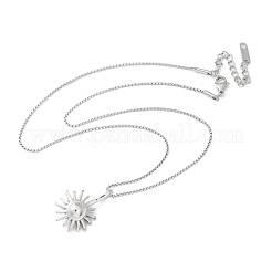 304 Stainless Steel Sunflower Pendant Box Chain Necklaces for Women&nbsp;NJEW-R011-01P