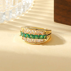 Brass Micro Pave Cubic Zirconia Finger Rings for Women&nbsp;WG07BF8-01