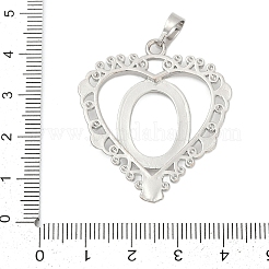 Heart Brass Pendant Cabochon Settings&nbsp;KK-S521-12P
