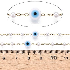 Handmade Lampwork&Imitation Pearl Beads Chains&nbsp;CHS-T006-13G
