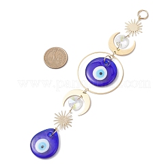 Handmade Lampwork Flat Round & Teardrop with Evil Eye Hanging Suncatchers&nbsp;HJEW-JM04404