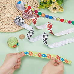 20M 4 Styles Polyester Sport Ball Print Grosgrain Ribbons&nbsp;OCOR-PH0003-97