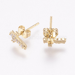 Brass Micro Pave Cubic Zirconia Stud Earrings&nbsp;X-EJEW-F125-05G