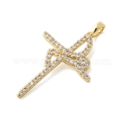 Brass Pave Clear Cubic Zirconia Pendants&nbsp;LS-KK-G554-20G