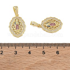 Brass Micro Pave Colorful Cubic Zirconia Pendants&nbsp;CU-CBAD360-12G-02
