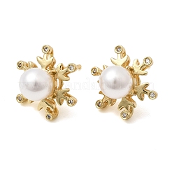 Brass Micro Pave Cubic Zirconia Stud Earring&nbsp;EJEW-H180-08G