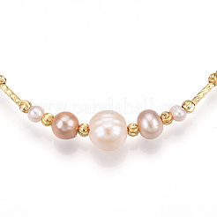 Brass Natural Fresh Water Pearl Beaded Bracelets for Women&nbsp;BJEW-T022-10G