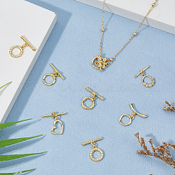 16Pcs 8 Styles Rack Plating Eco-Friendly Brass Toggle Clasps&nbsp;KK-HS0001-41