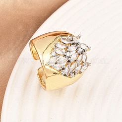 Brass Micro Pave Cubic Zirconia Cuff Rings&nbsp;RJEW-D333-04A-G