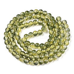 Two-Tone Crackle Baking Paint Transparent Glass Beads Strands&nbsp;CCG-T004-8mm-01