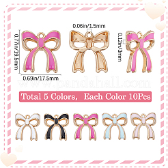 50Pcs 5 Colors Rack Plating Alloy Enamel Pendants&nbsp;ENAM-SC0006-45