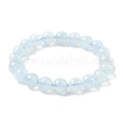 Natural Aquamarine Round Bead Stretch Bracelets for Men Women&nbsp;BJEW-U034-01A-01
