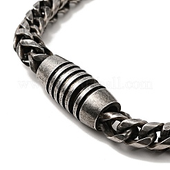 304 Stainless Steel Round Wheat Chain Bracelet with Magnetic Clasp for Men Women&nbsp;BJEW-E009-15AS
