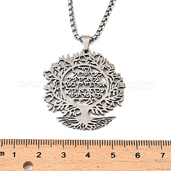 201 Stainless Steel Hollow Tree of Life Pendant Box Chain Necklaces&nbsp;LS-NJEW-M086-04P