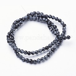 Natural Snowflake Obsidian Beads Strands&nbsp;GSR4mmC009