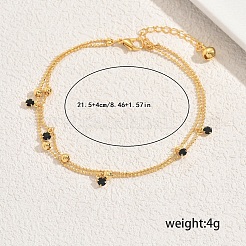 Brass & Black Acrylic Ball Chain Double Layer Anklets for Women Daily and Vacation Wear&nbsp;EO5794