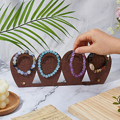 Teardrop Shaped Wood Bracelet Organizer Display Stands&nbsp;ODIS-WH0099-132A