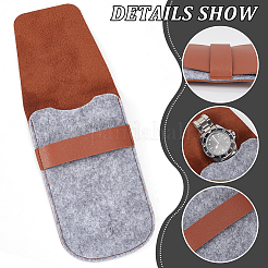 Portable PU Leather & Felt Single Watch Pouch Storage Bags&nbsp;ABAG-WH0248-501B