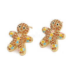 Christmas Rack Plating Brass Cubic Zirconia Stud Earrings&nbsp;EJEW-K245-54B-G