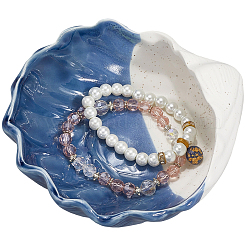Shell Shape Porcelain Jewelry Plate&nbsp;AJEW-WH2010-77A