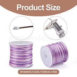 4 Rolls 4 Colors Segment Dyed Nylon Satin Rattail Cord&nbsp;NWIR-TA0001-05